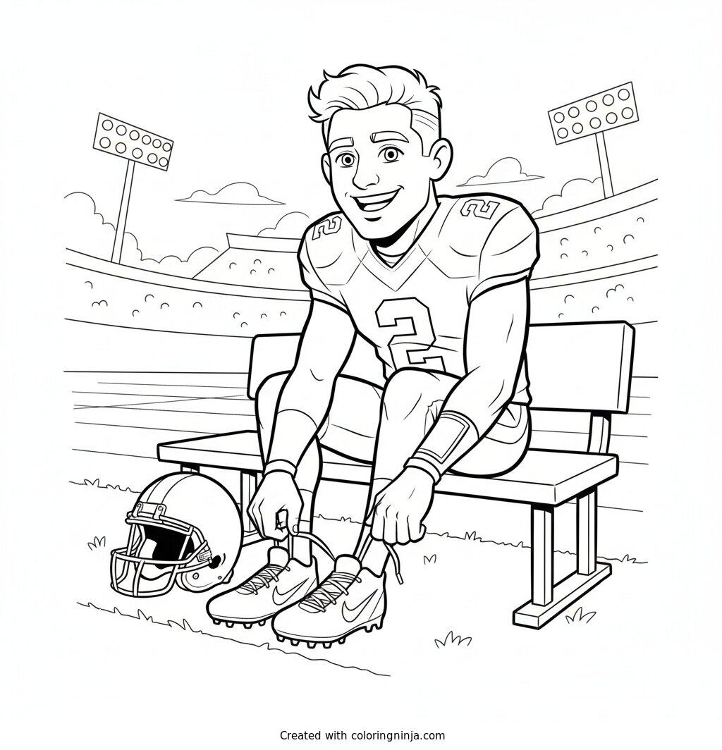 Jaxson Dart Cartoon Sideline Moment Coloring Page