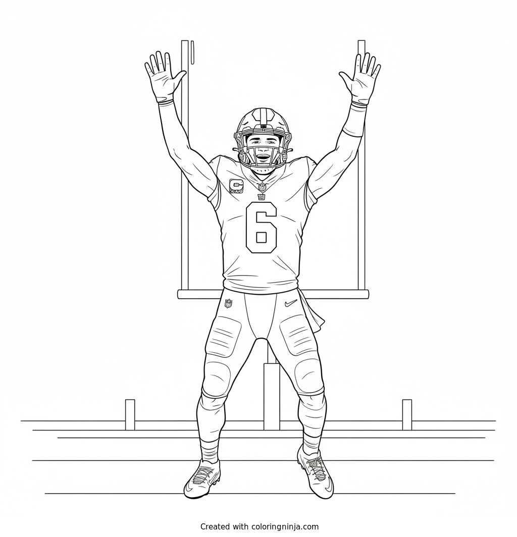 Jaxson Dart Touchdown Celebration Coloring Page