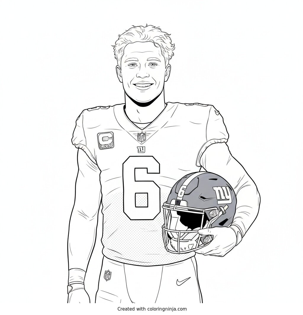 Jaxson Dart Holding His Helmet Coloring Page
