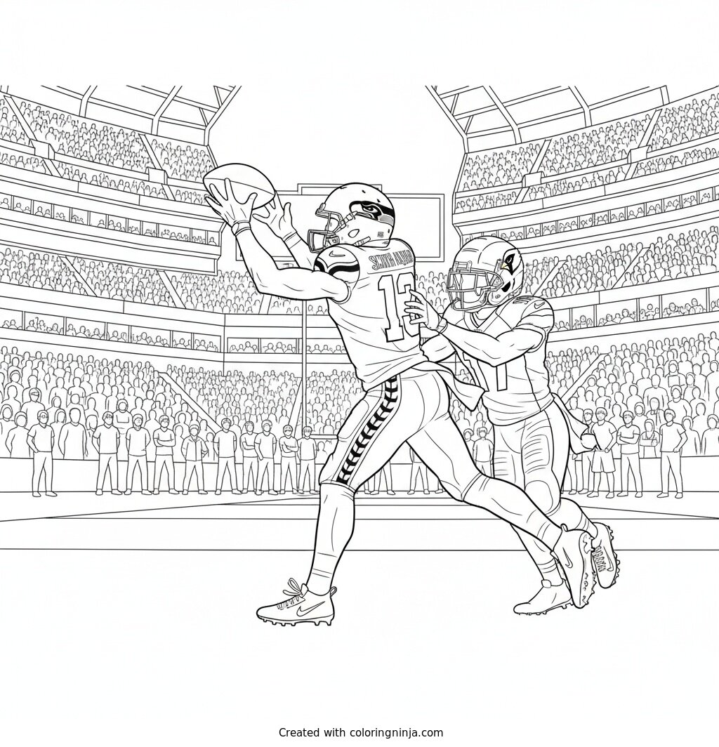 Amazing Football Catch Coloring Page