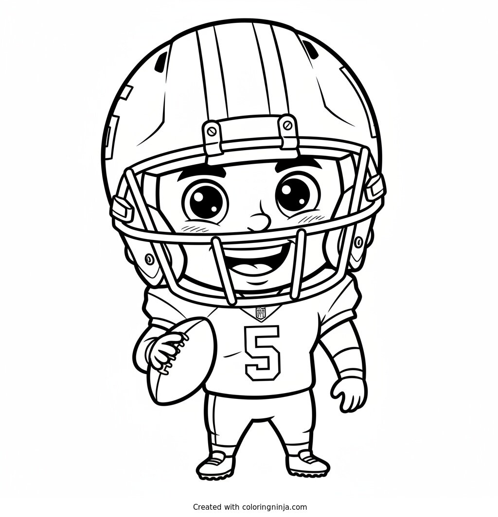 Jayden Daniels Cartoon Quarterback Coloring Page