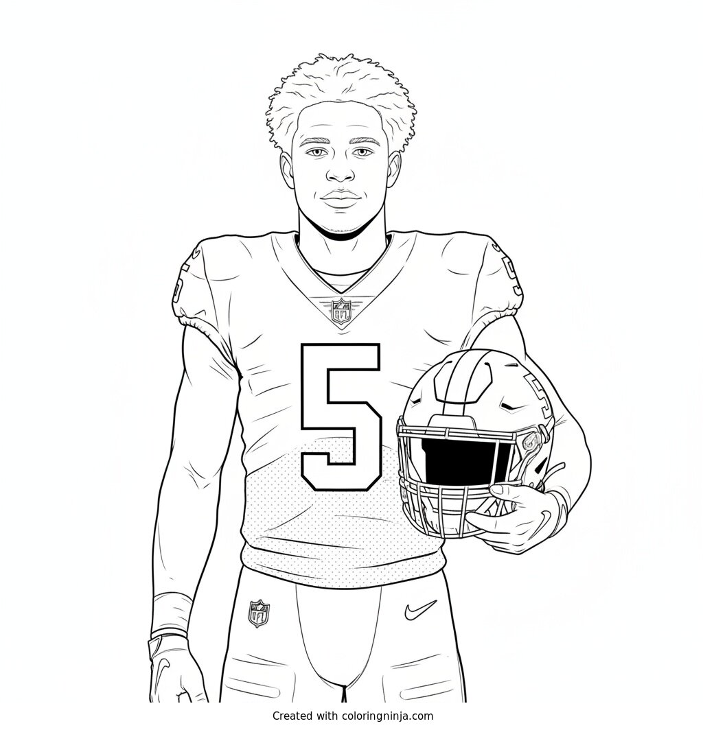 Jayden Daniels Sideline Portrait Coloring Page