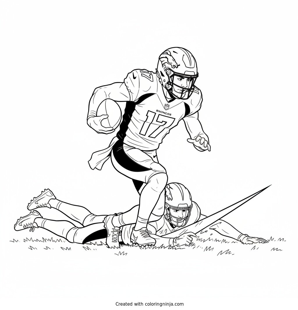 Jaylen Waddle Scrambling Past Defender Coloring Page