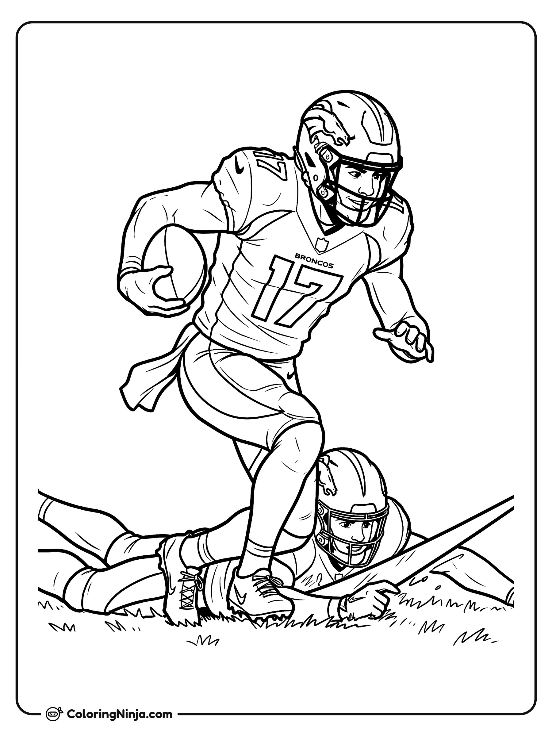 Jaylen Waddle esquivando a un defensor: dibujo para colorear