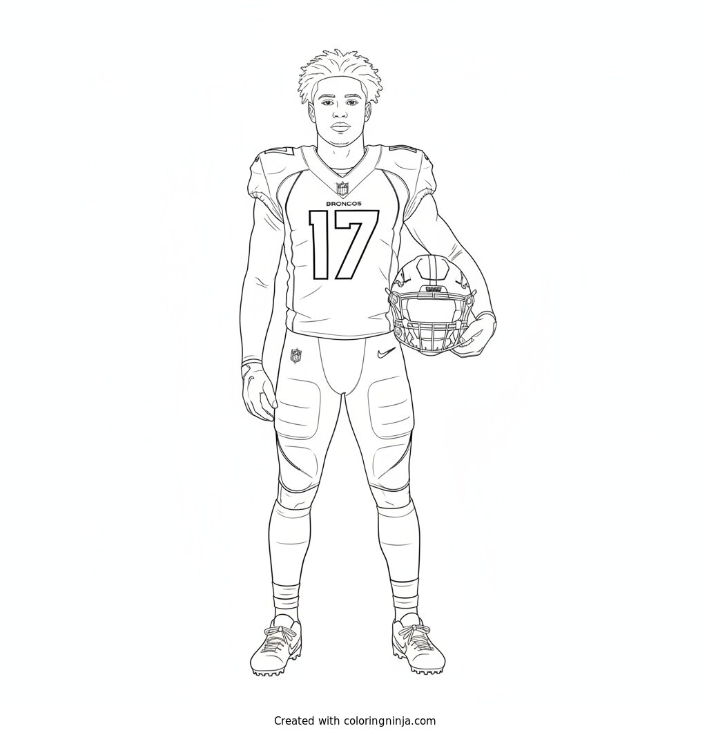 Jaylen Waddle Helmet Under Arm Coloring Page