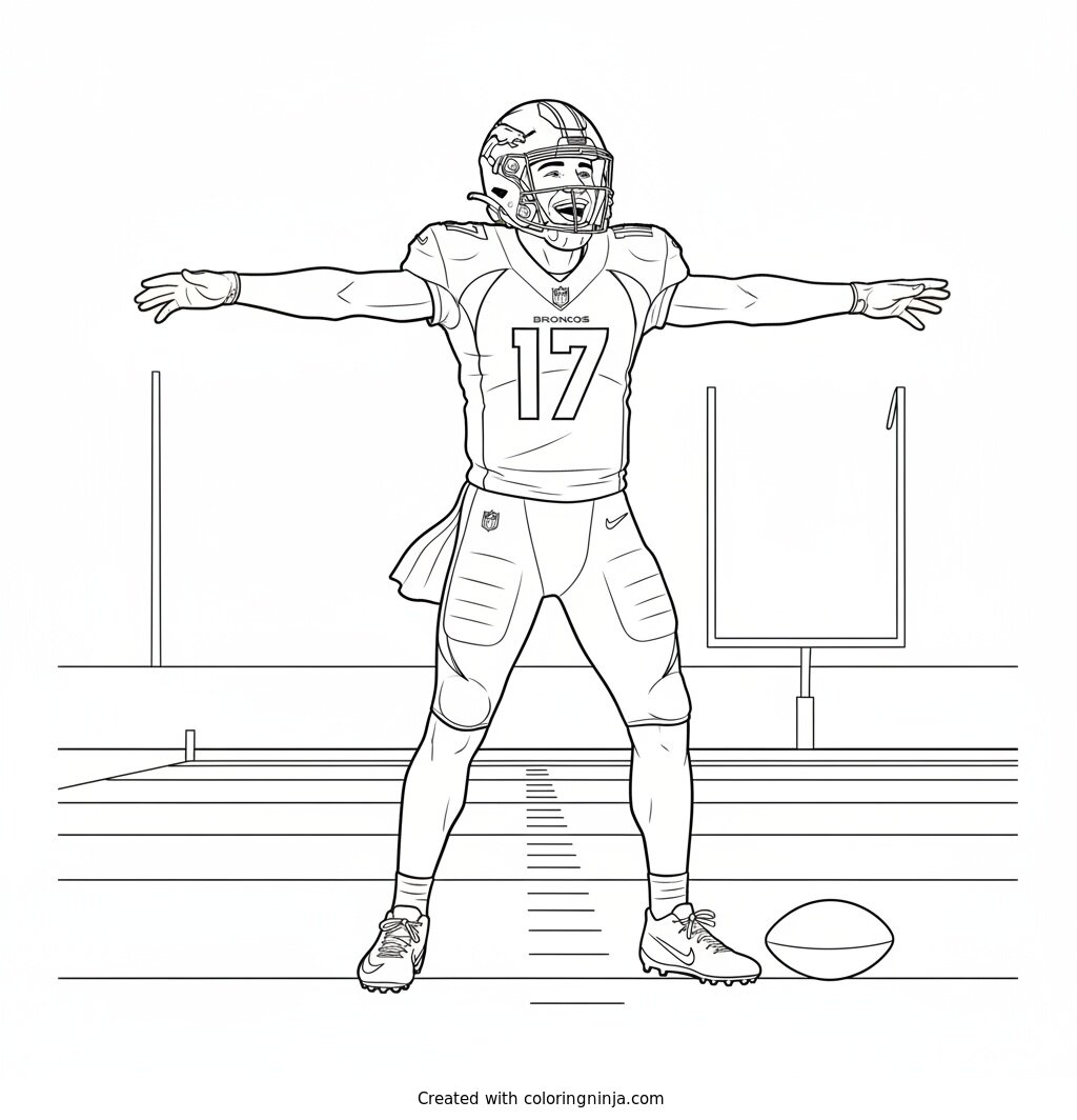 Jaylen Waddle Penguin Touchdown Dance Coloring Page