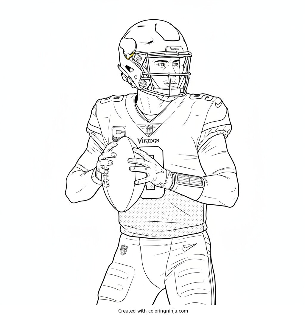 J.J. McCarthy Prepares Handoff Coloring Page