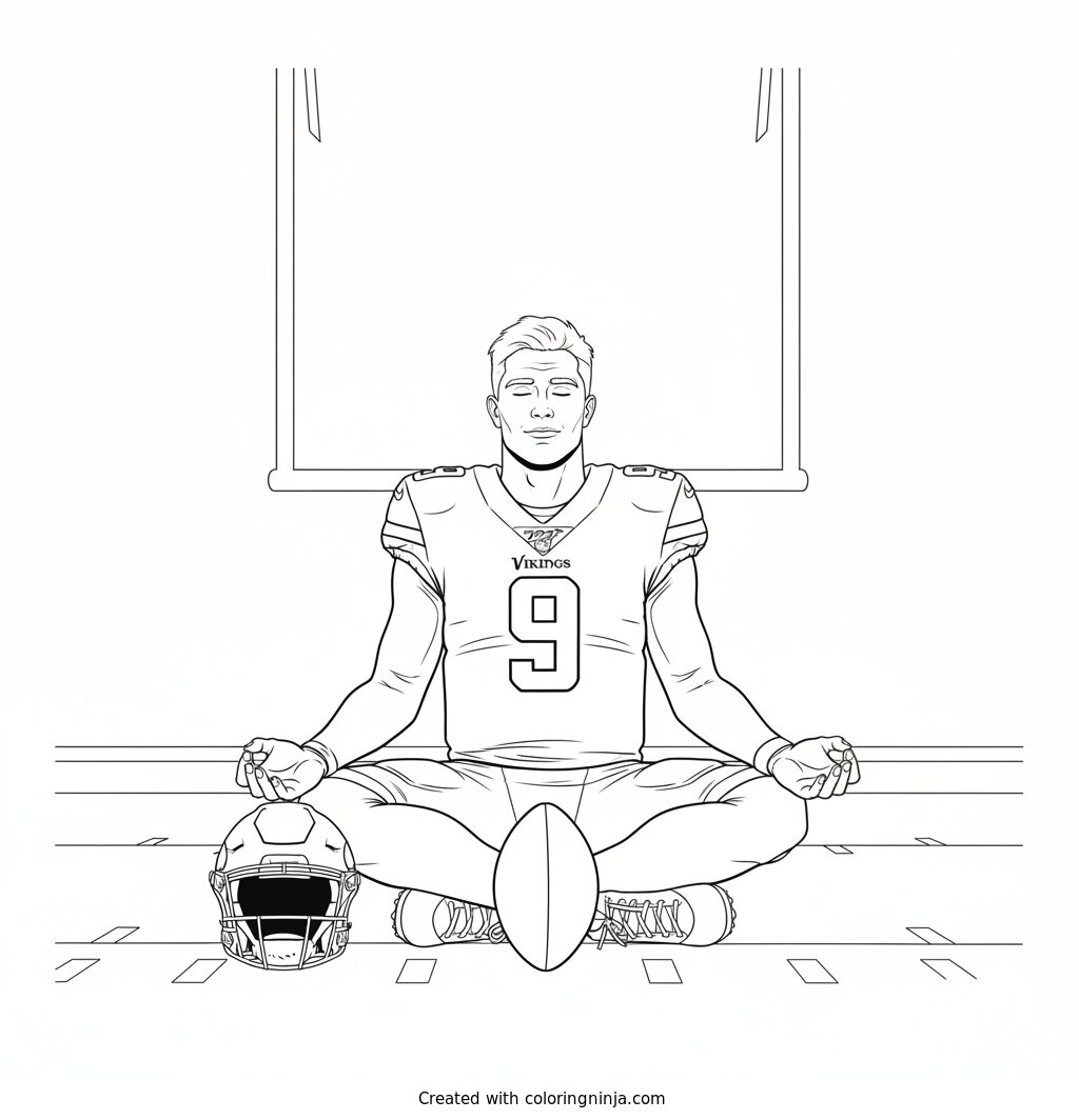 J.J. McCarthy Meditates in Endzone Coloring Page
