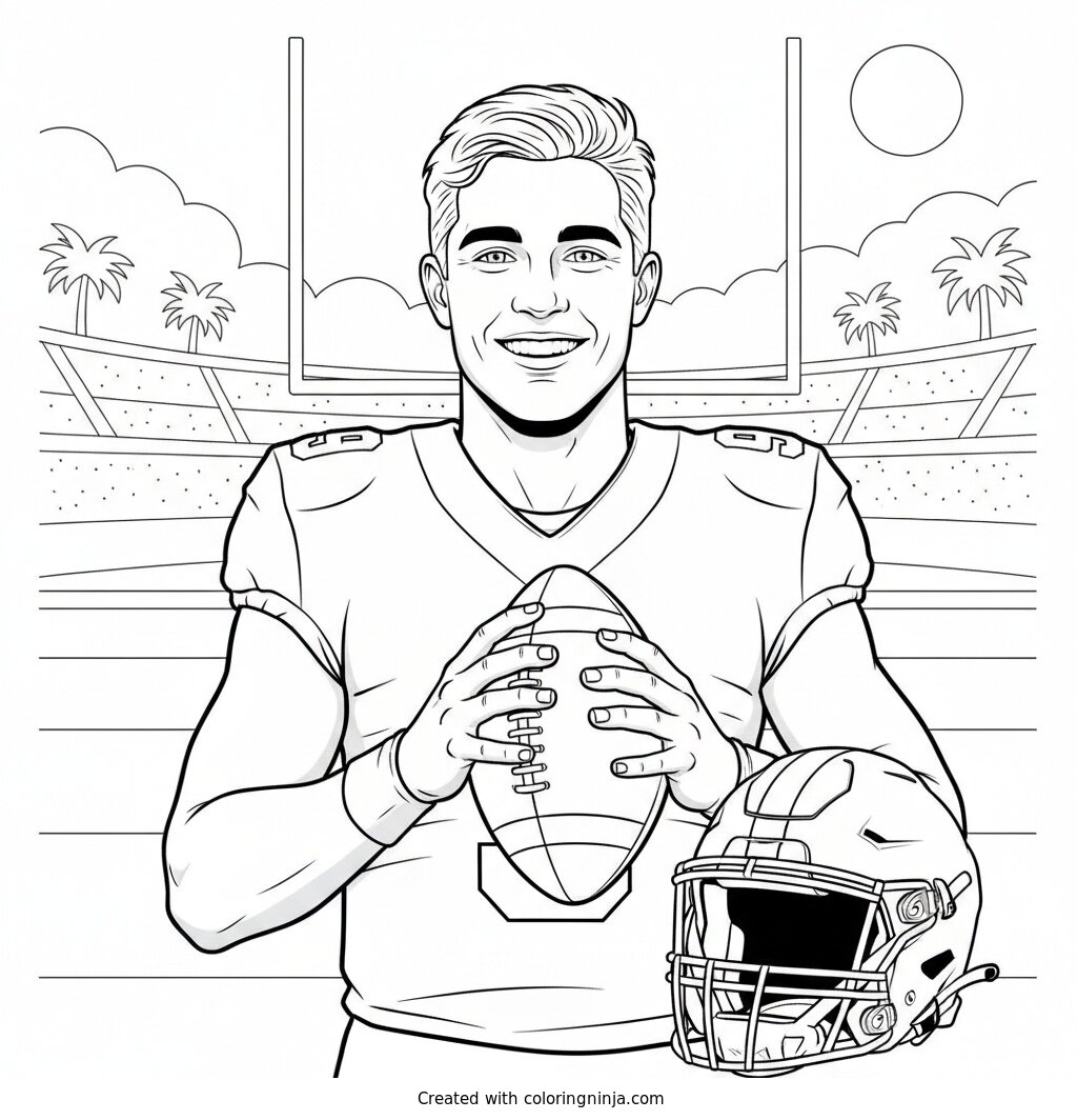 J.J. McCarthy Smiles Pre-Game Coloring Page