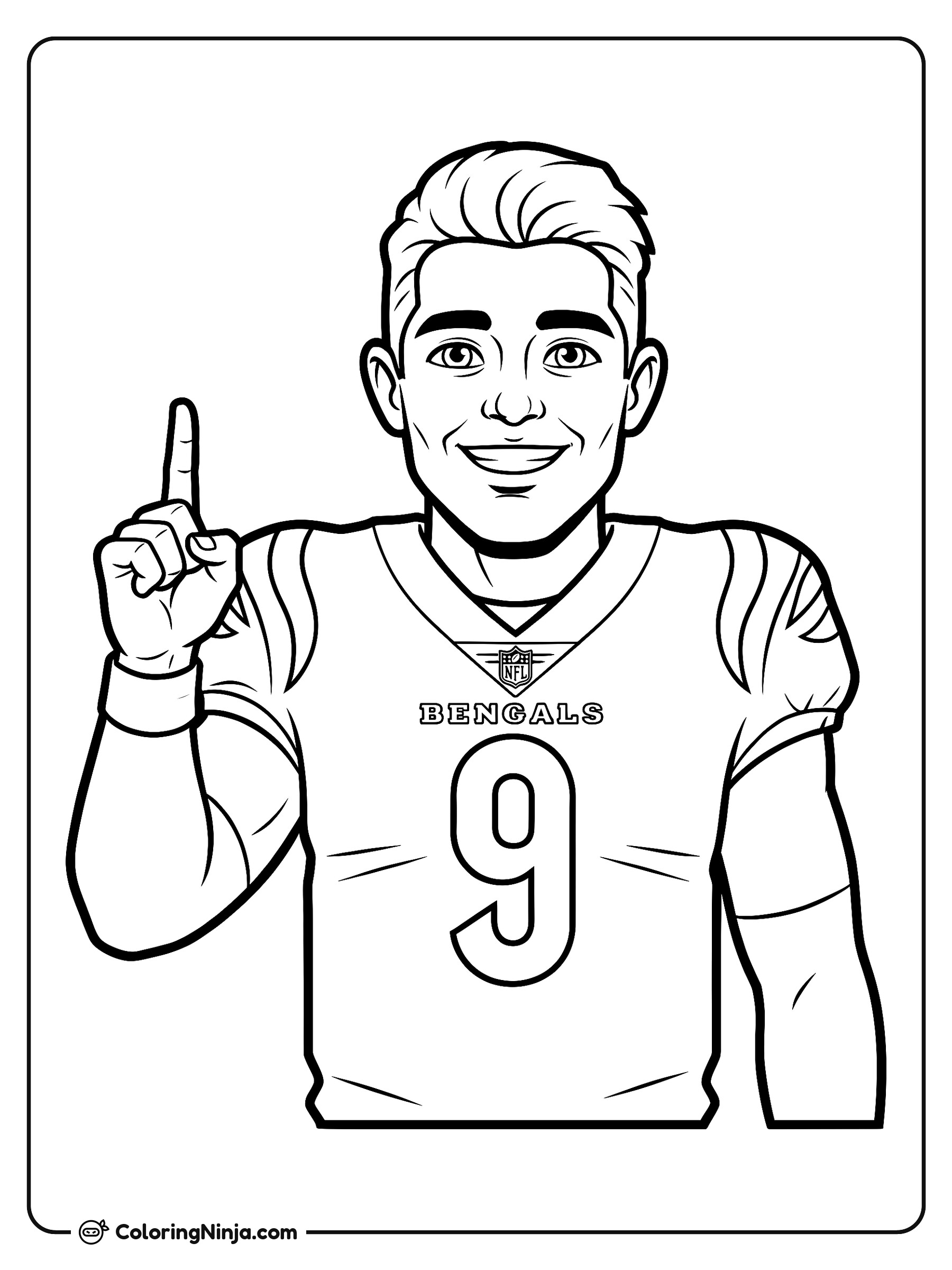 Celebración en dibujo animado de Joe Burrow: dibujo para colorear