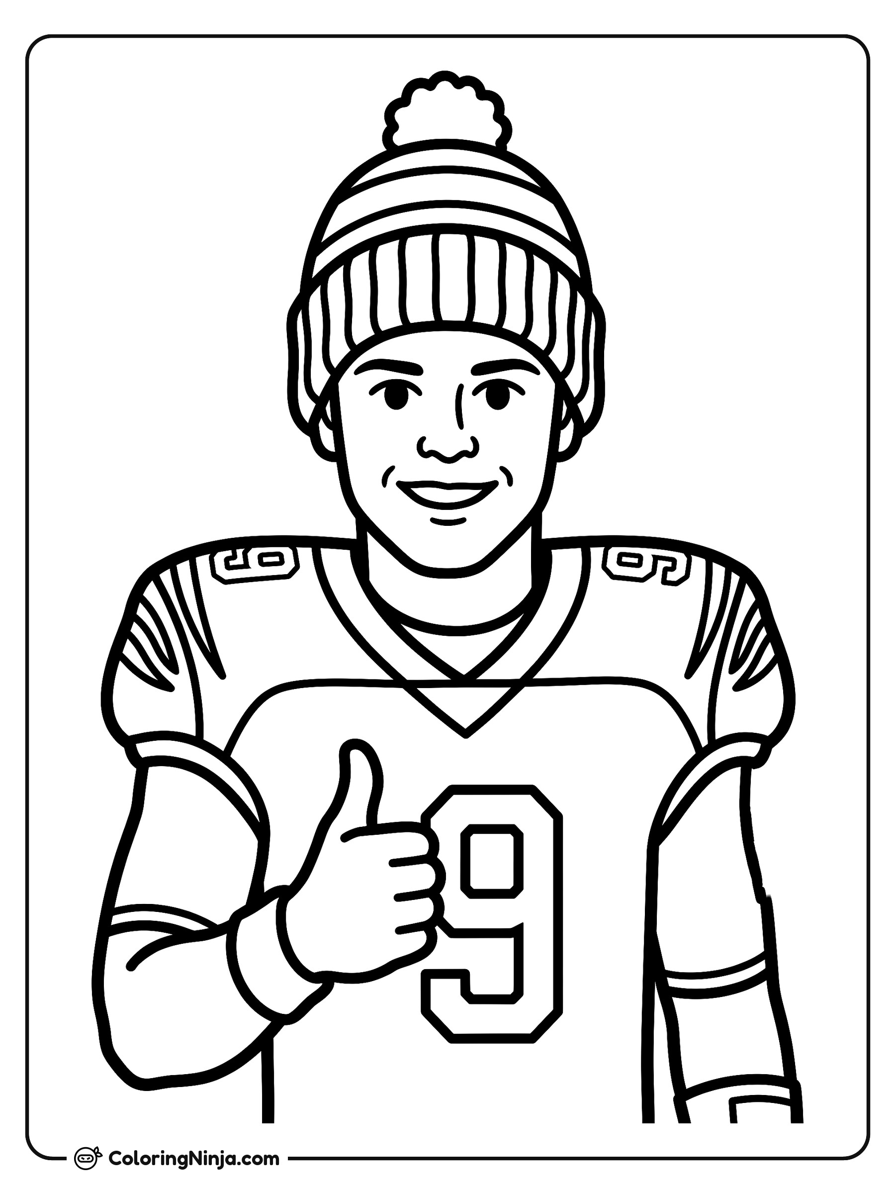 Joe Burrow Thumbs Up Portrait Coloring Page