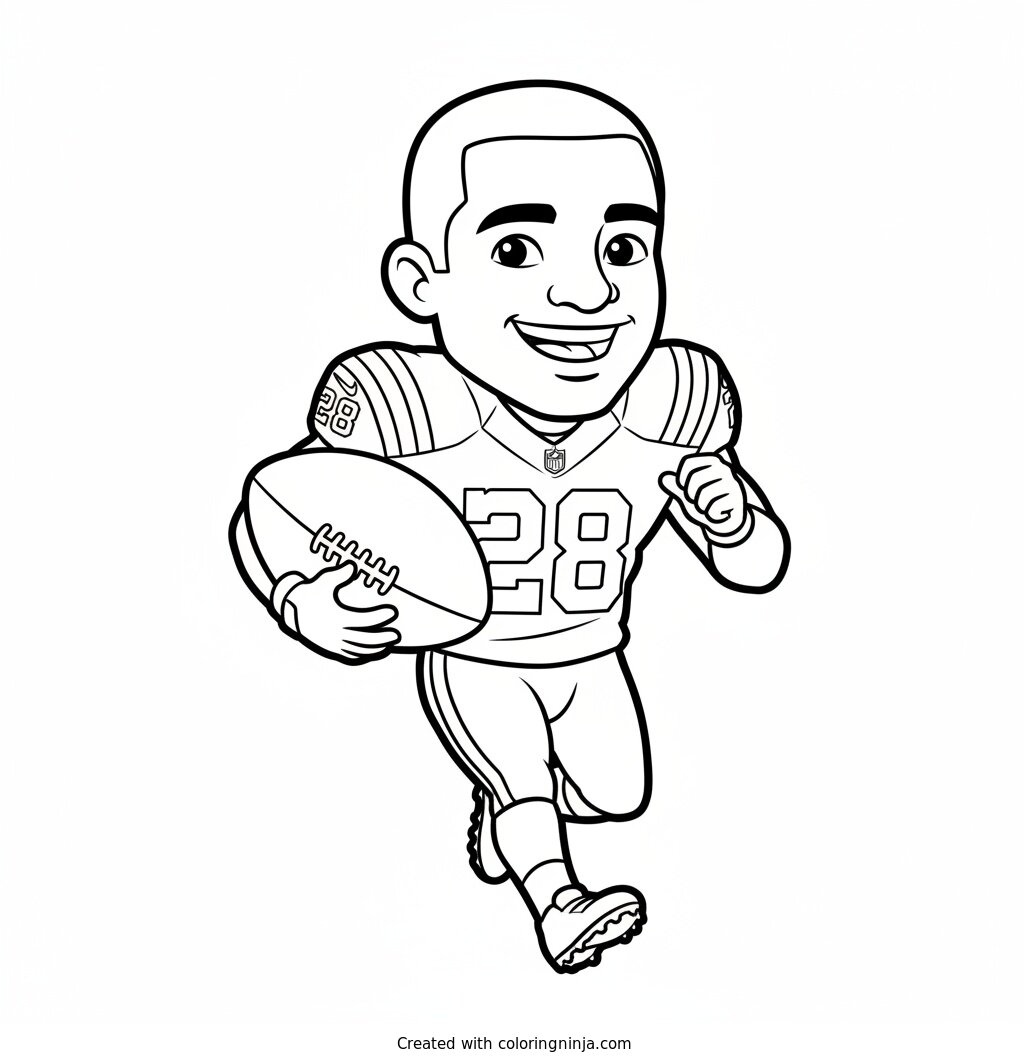 Jonathan Taylor Cartoon Runner Coloring Page