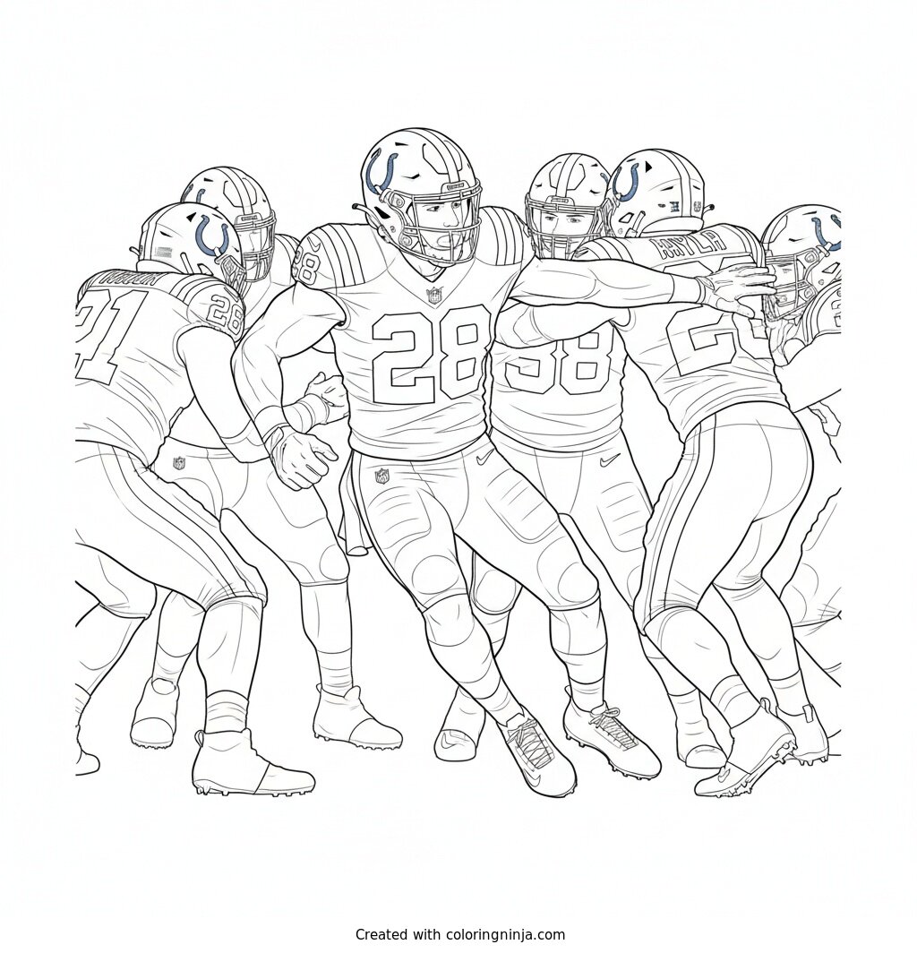 Jonathan Taylor Stiff Arm Breakaway Coloring Page