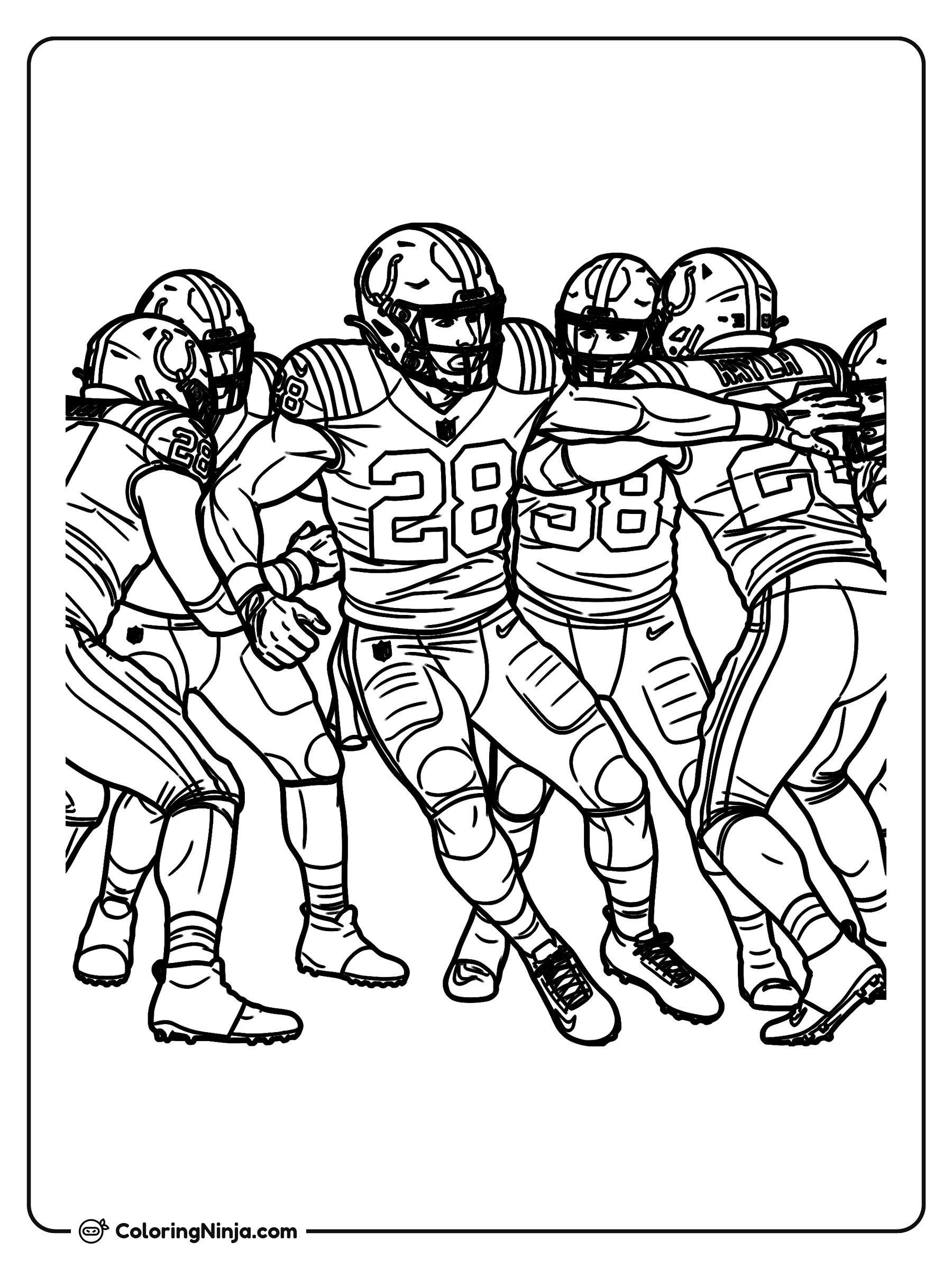 Jonathan Taylor Evadiendo Defensores de Fútbol Americano: dibujo para colorear