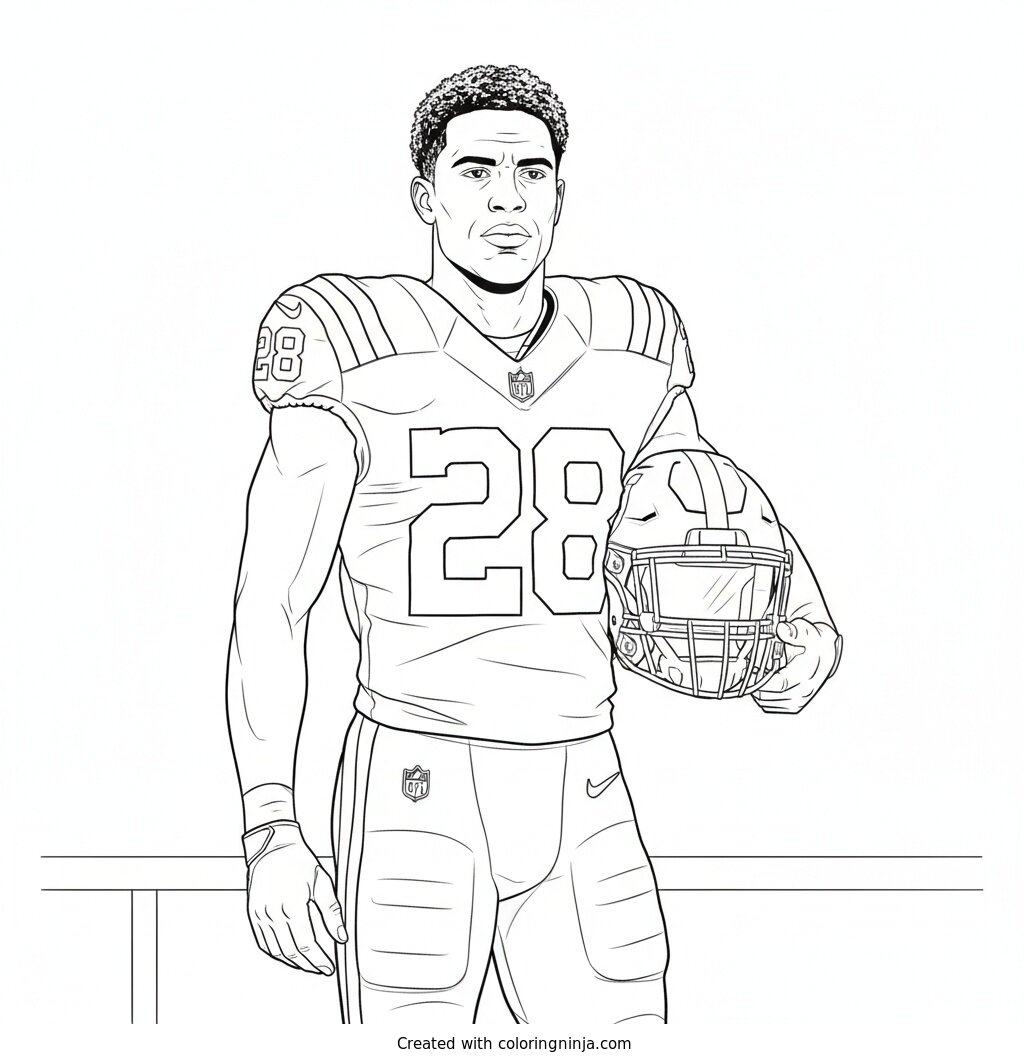 Jonathan Taylor Sideline Portrait Coloring Page
