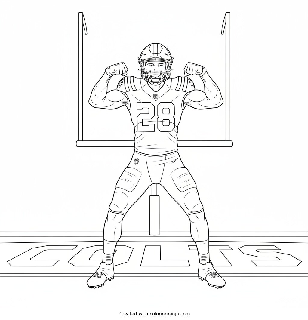 Jonathan Taylor End Zone Flex Coloring Page