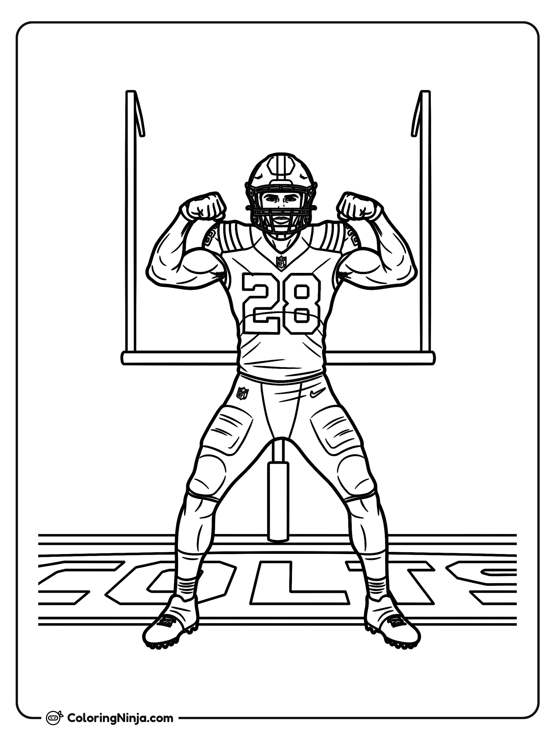 Jonathan Taylor celebrando en el campo: dibujo para colorear