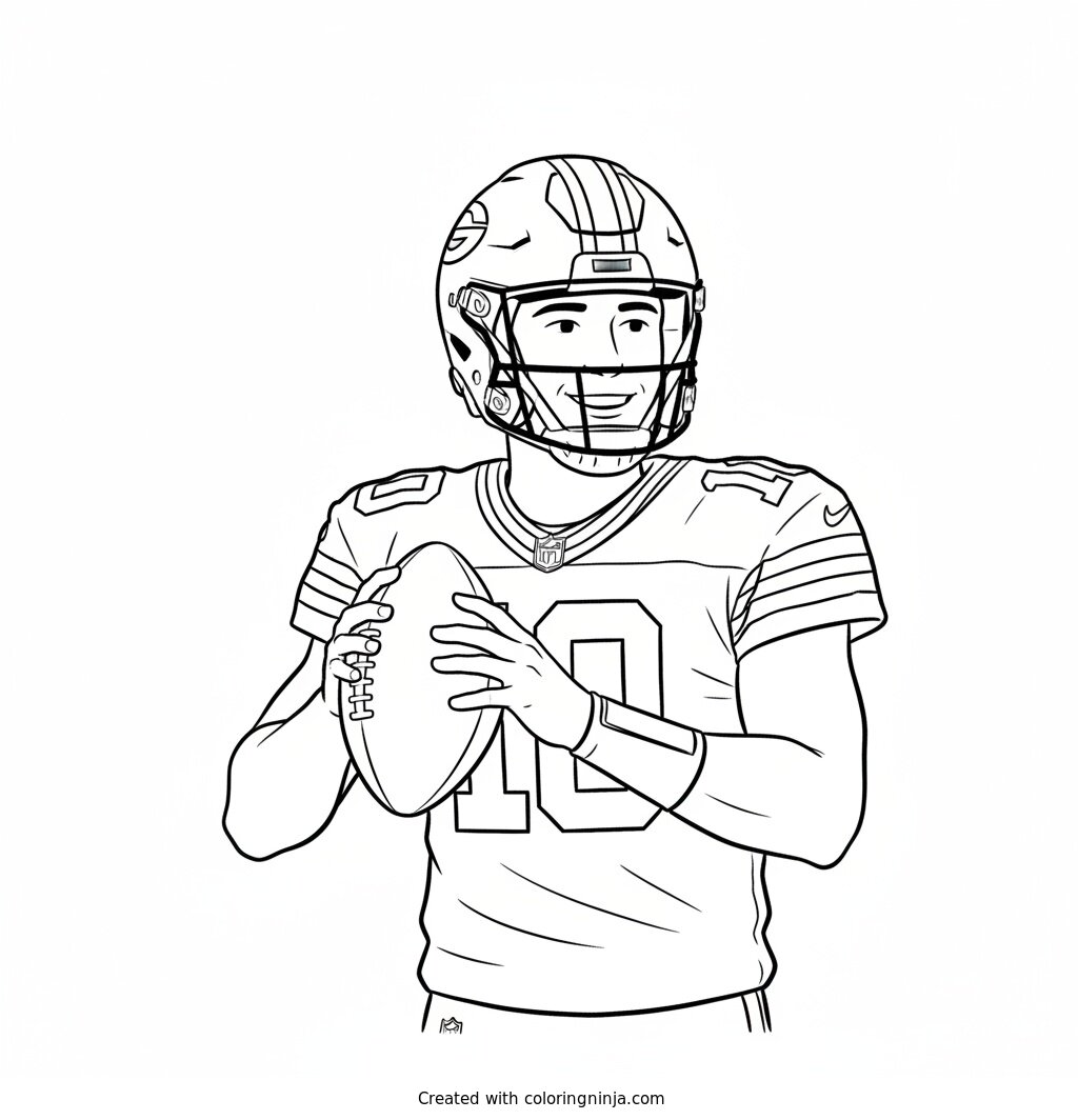 A coloring page of Jordan Love Green Bay Packers Quarterback