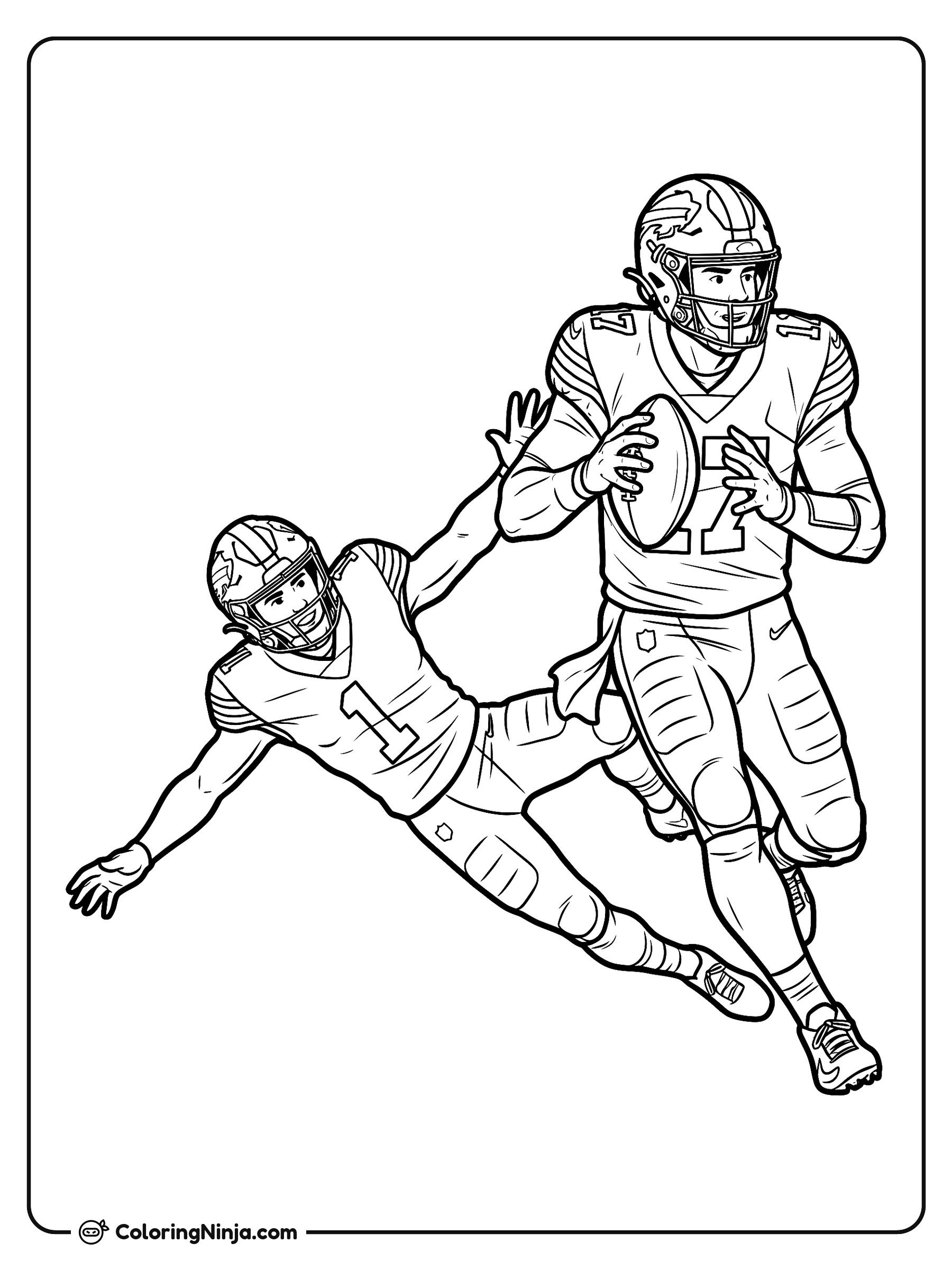 Josh Allen Corriendo con el Balón: dibujo para colorear