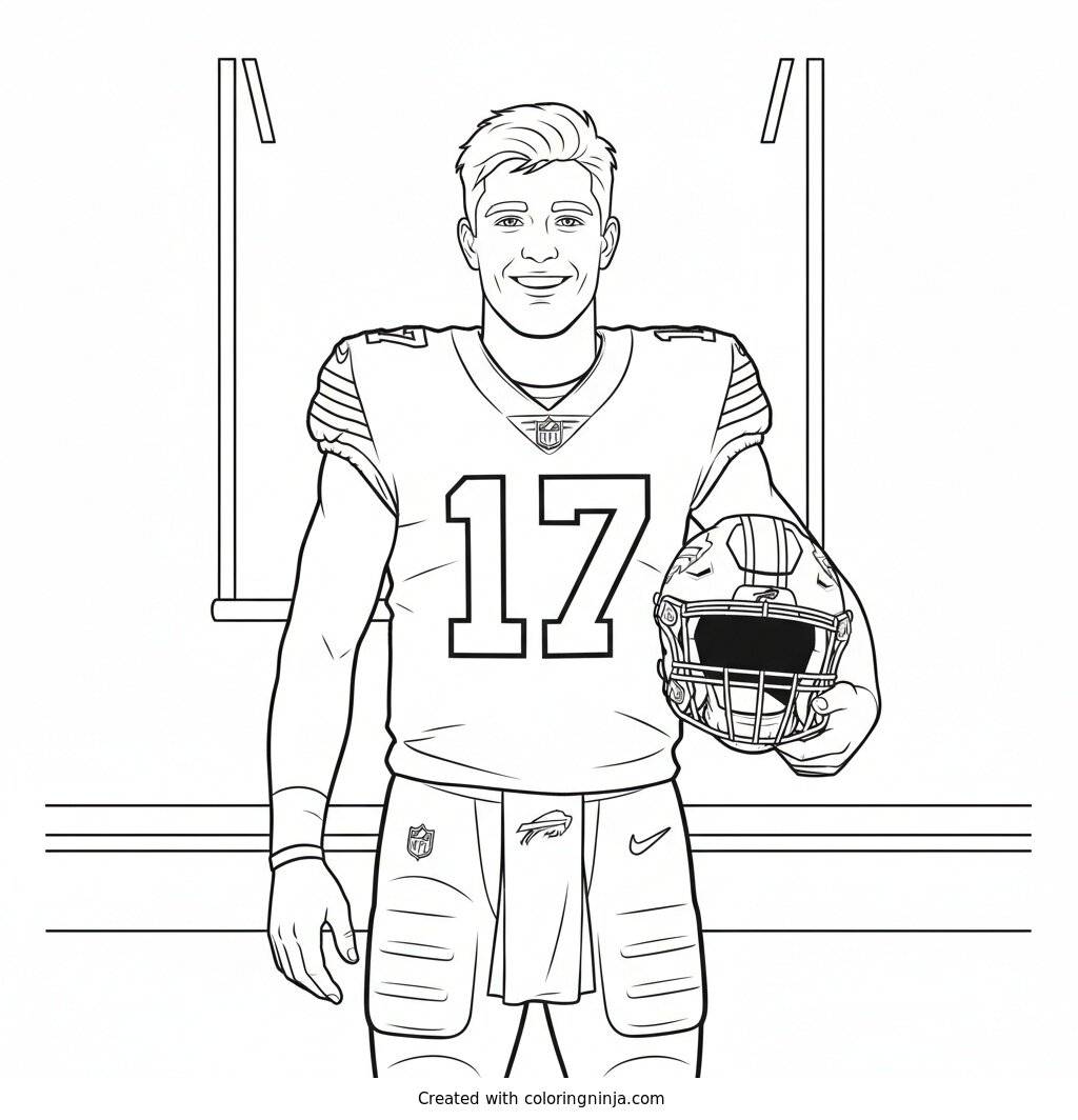Josh Allen Helmet Portrait Coloring Page