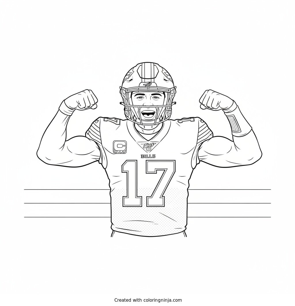Josh Allen End Zone Celebration Coloring Page