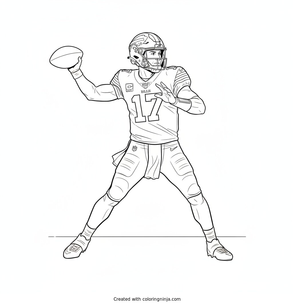 Josh Allen Throws Deep Pass Coloring Page