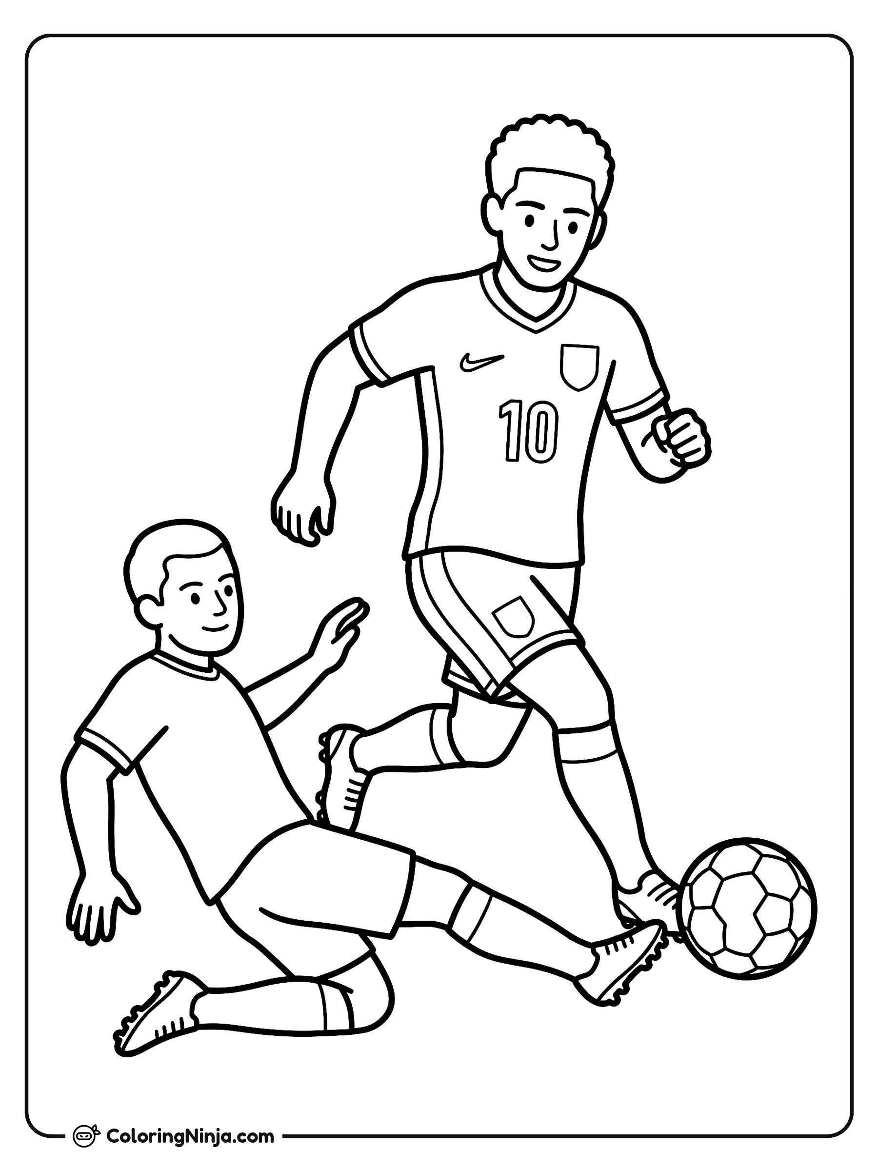 Jude Bellingham Dribbling the Ball Coloring Page
