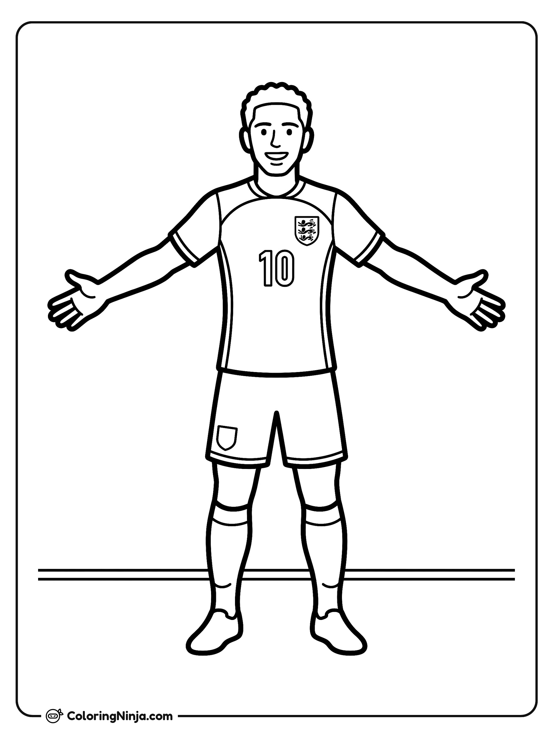 Jude Bellingham Arms Wide Celebration Coloring Page