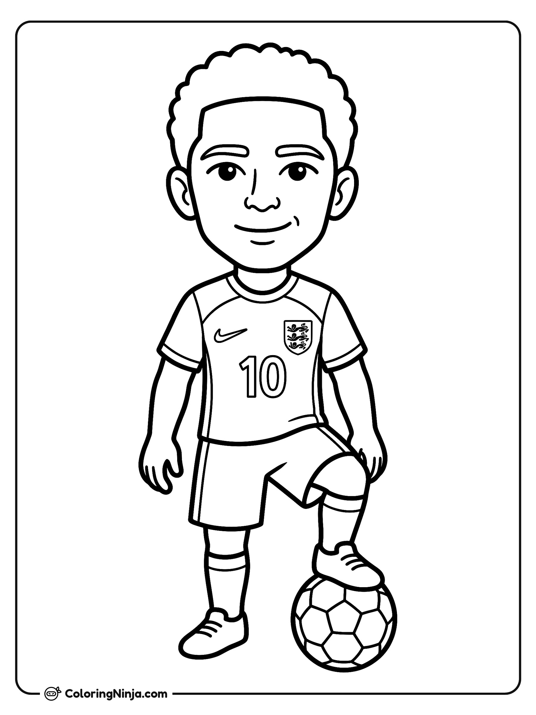 Jude Bellingham Cartoon Soccer Star Coloring Page