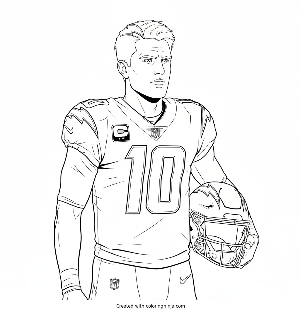 Justin Herbert Player Portrait Pose Coloring Page