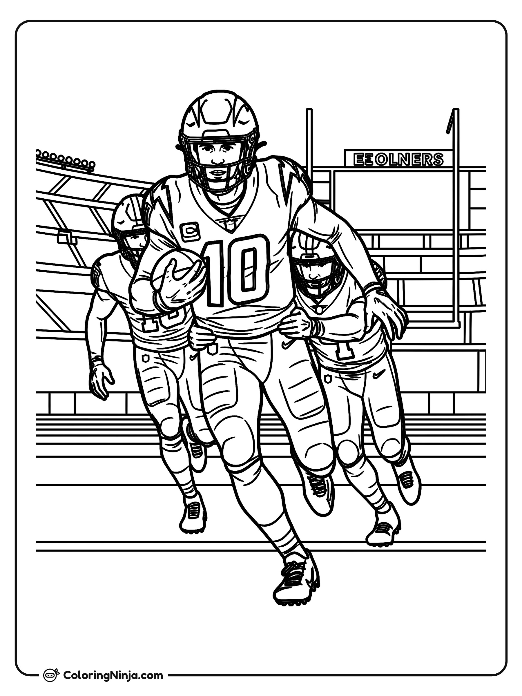 Justin Herbert Corriendo con el Balón: dibujo para colorear