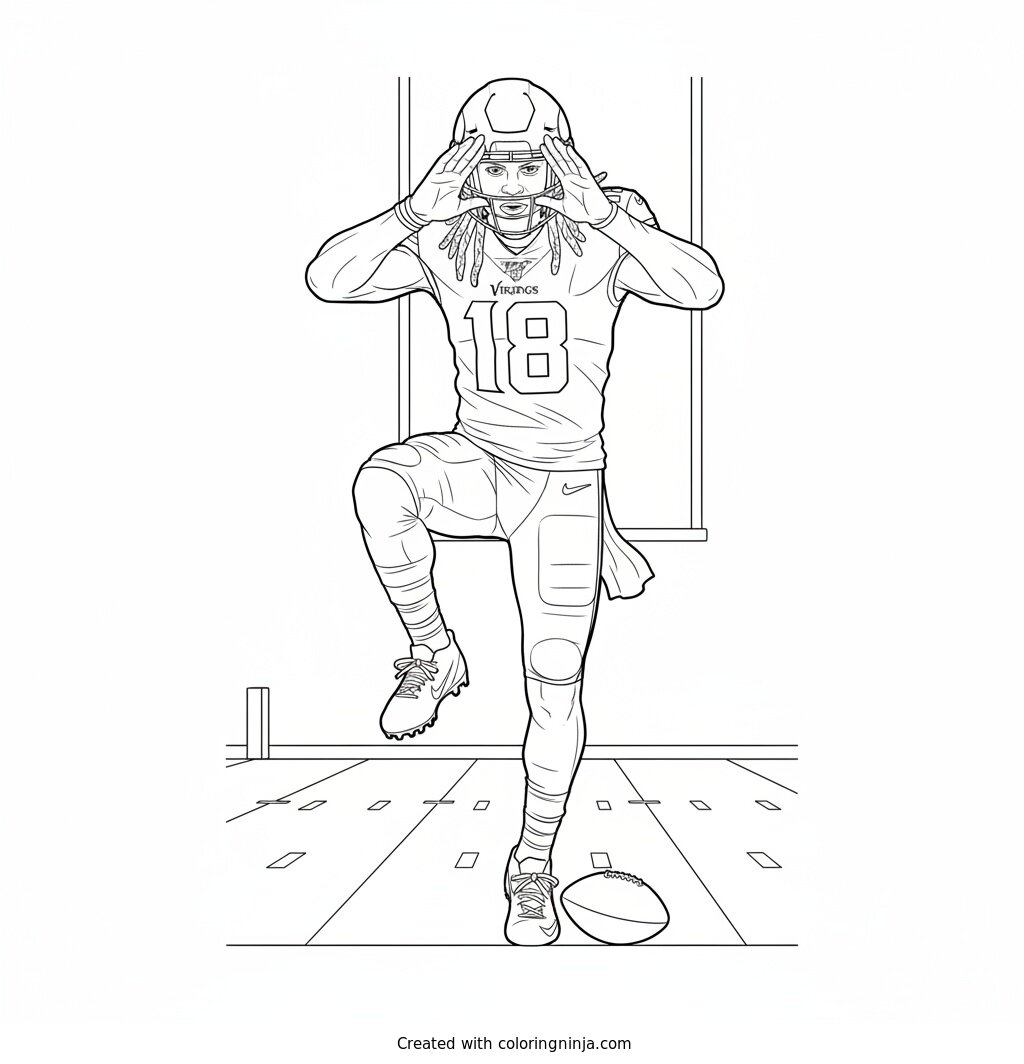 Justin Jefferson Griddy End Zone Coloring Page
