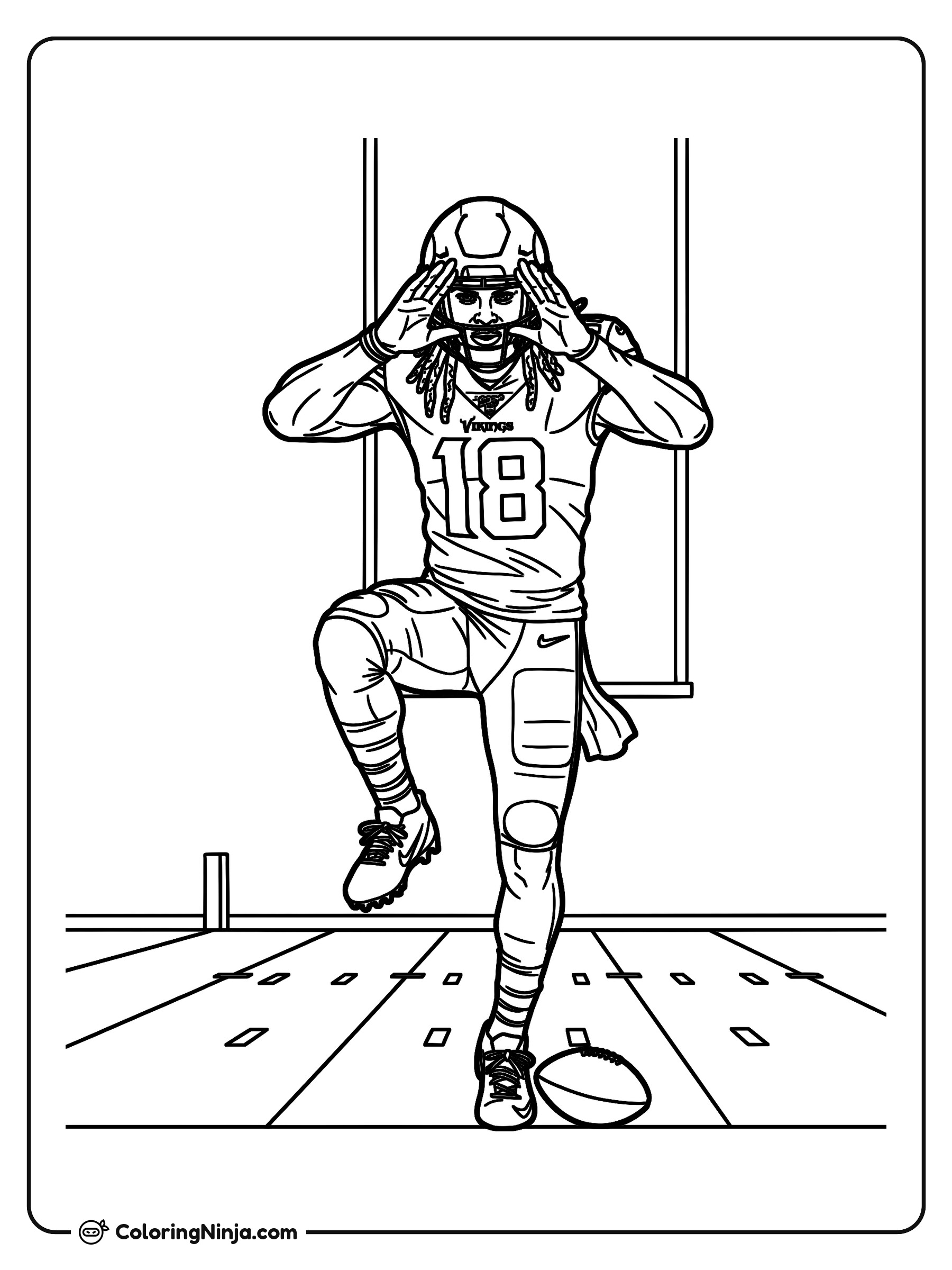 Justin Jefferson bailando el Griddy en la anotación: dibujo para colorear