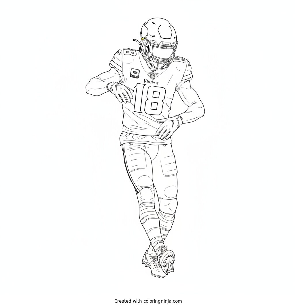 Justin Jefferson Griddy Pose Coloring Page