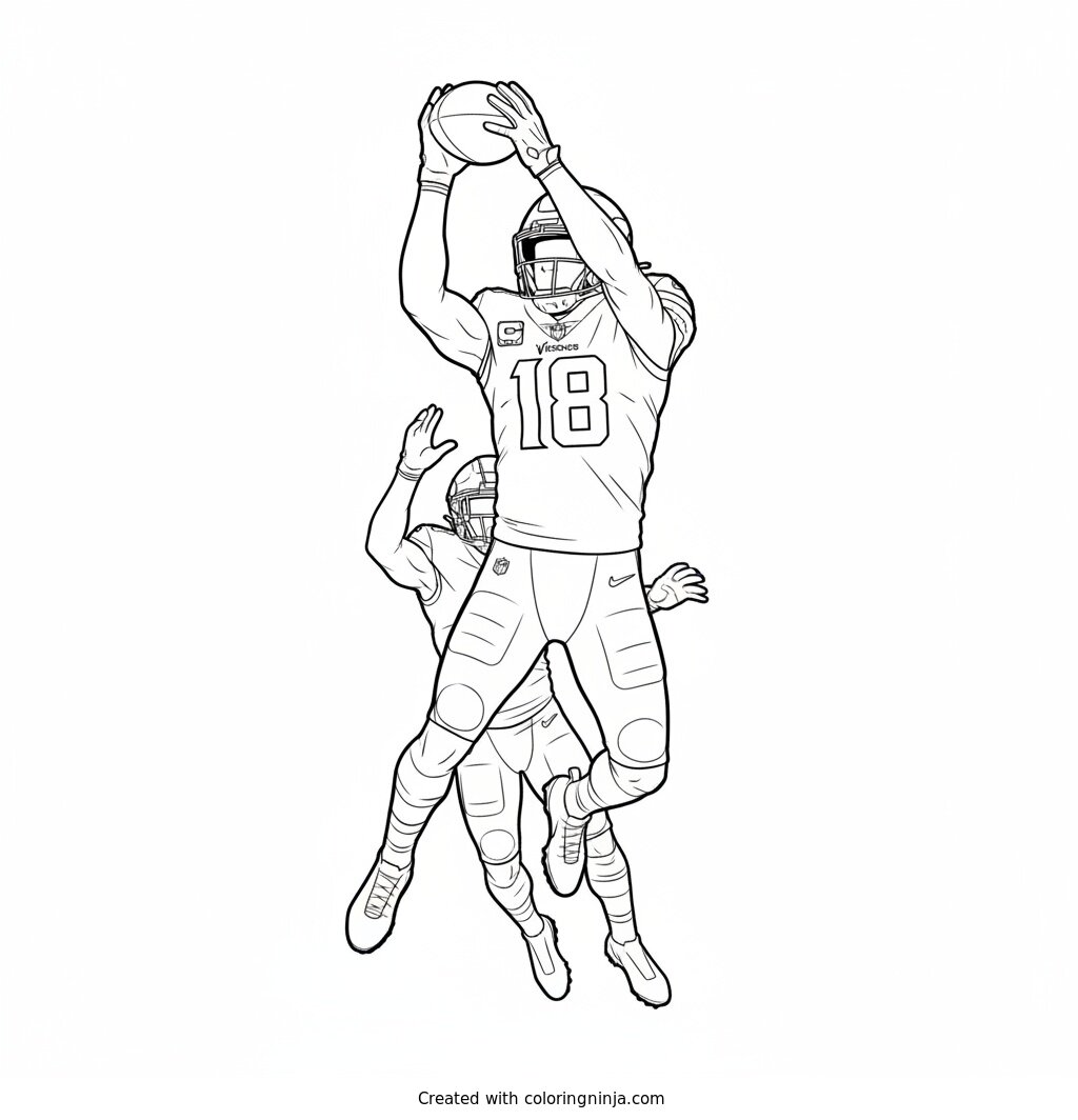 Justin Jefferson Spectacular Catch Coloring Page