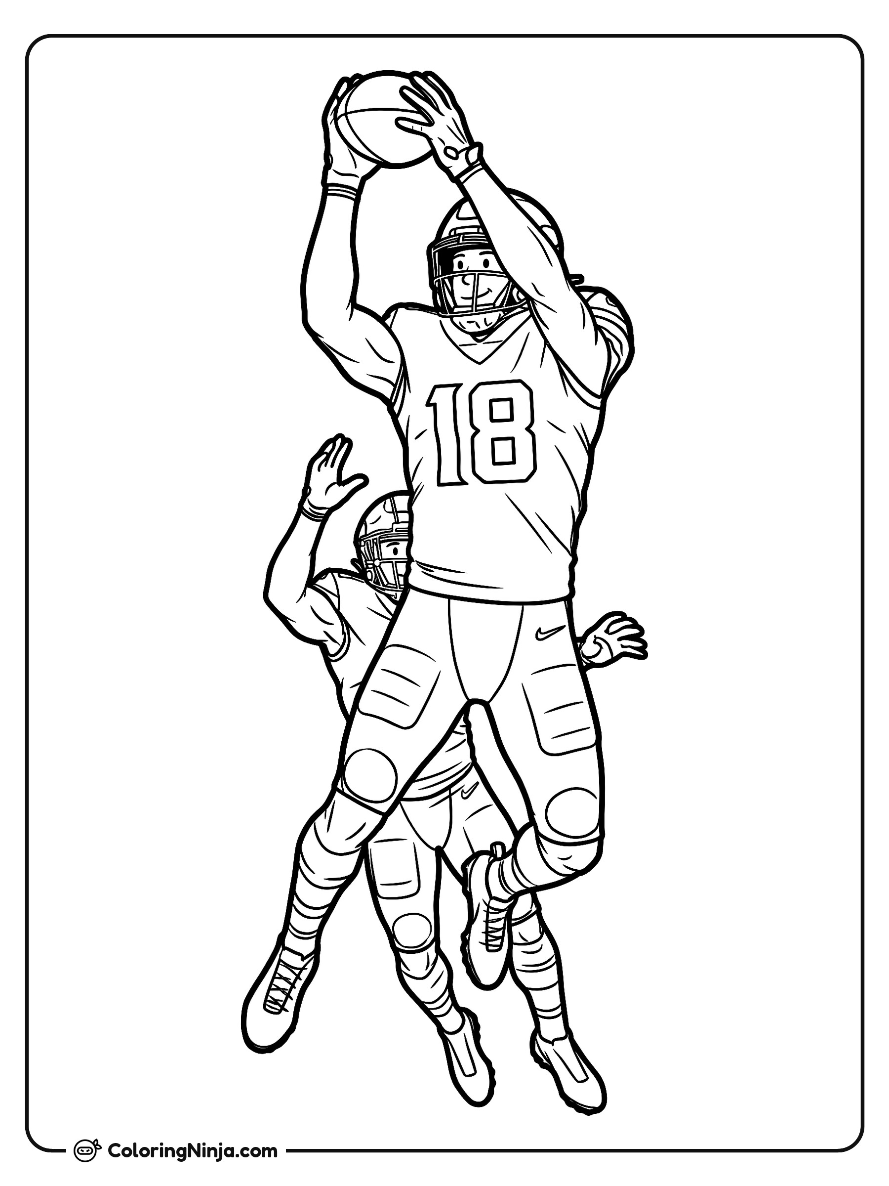 Atrapada espectacular de Justin Jefferson: dibujo para colorear