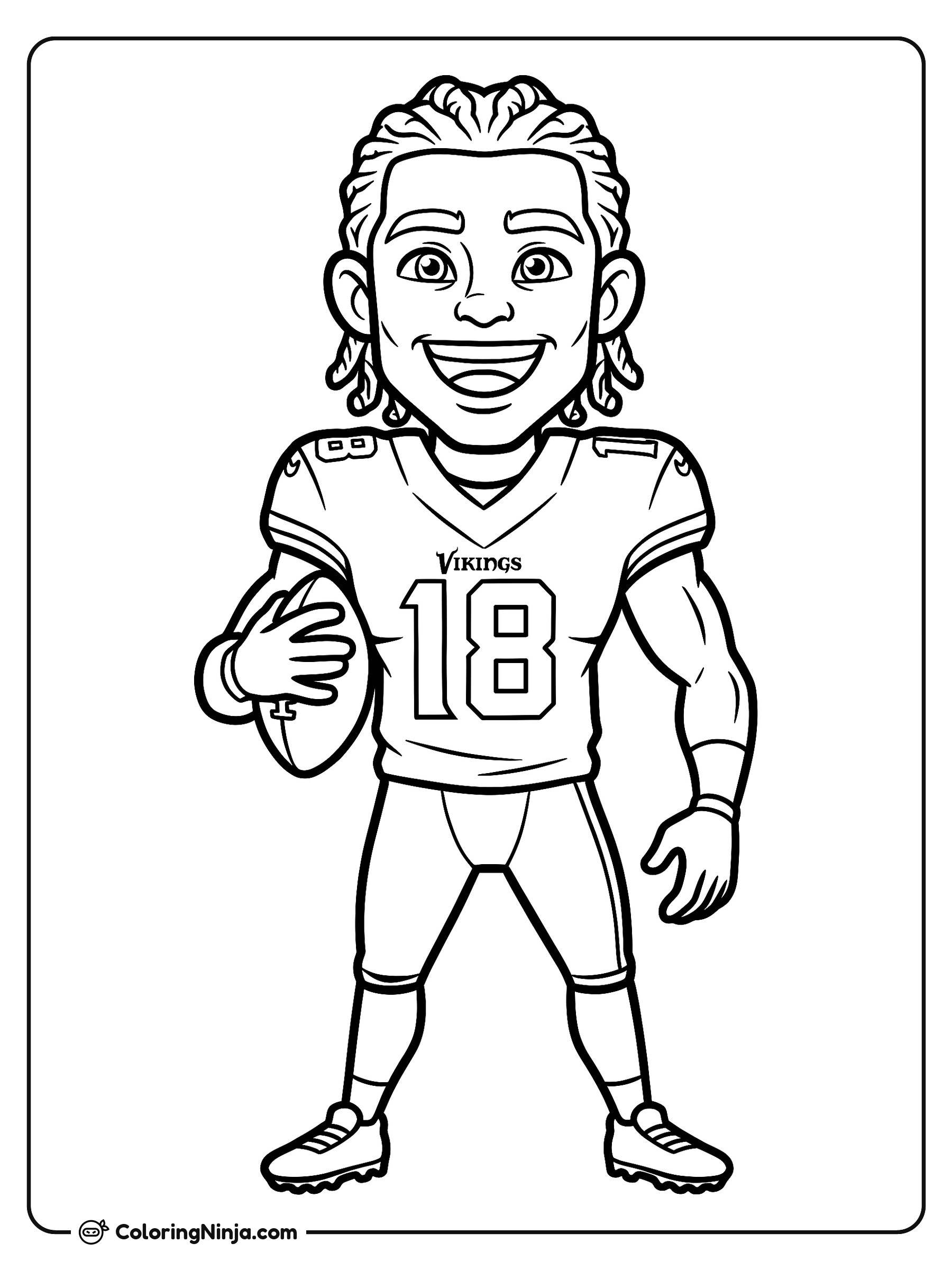 Jugador animado Justin Jefferson: dibujo para colorear