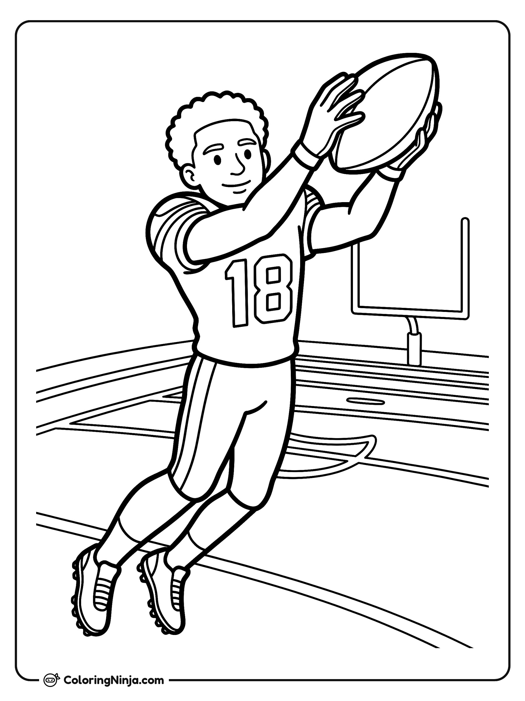 Justin Jefferson Jumping Catch Scene Coloring Page