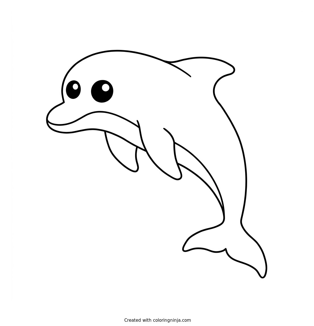 A Kawaii Dolphin Coloring Page