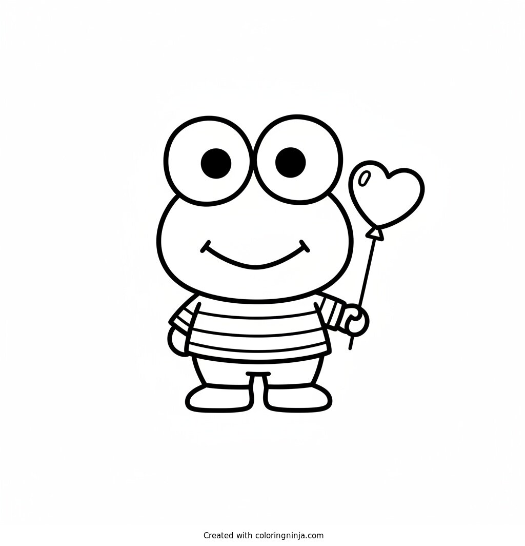 Coloring page of keroppi cute kawaii 