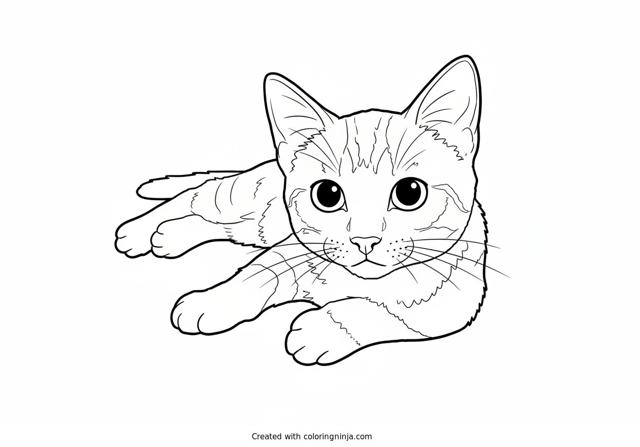 Coloring page of kitten