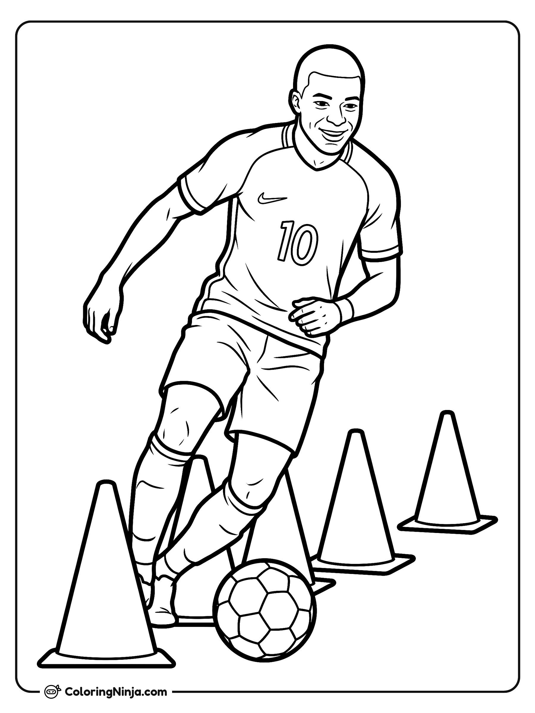 Kylian Mbappe Training Drills Coloring Page