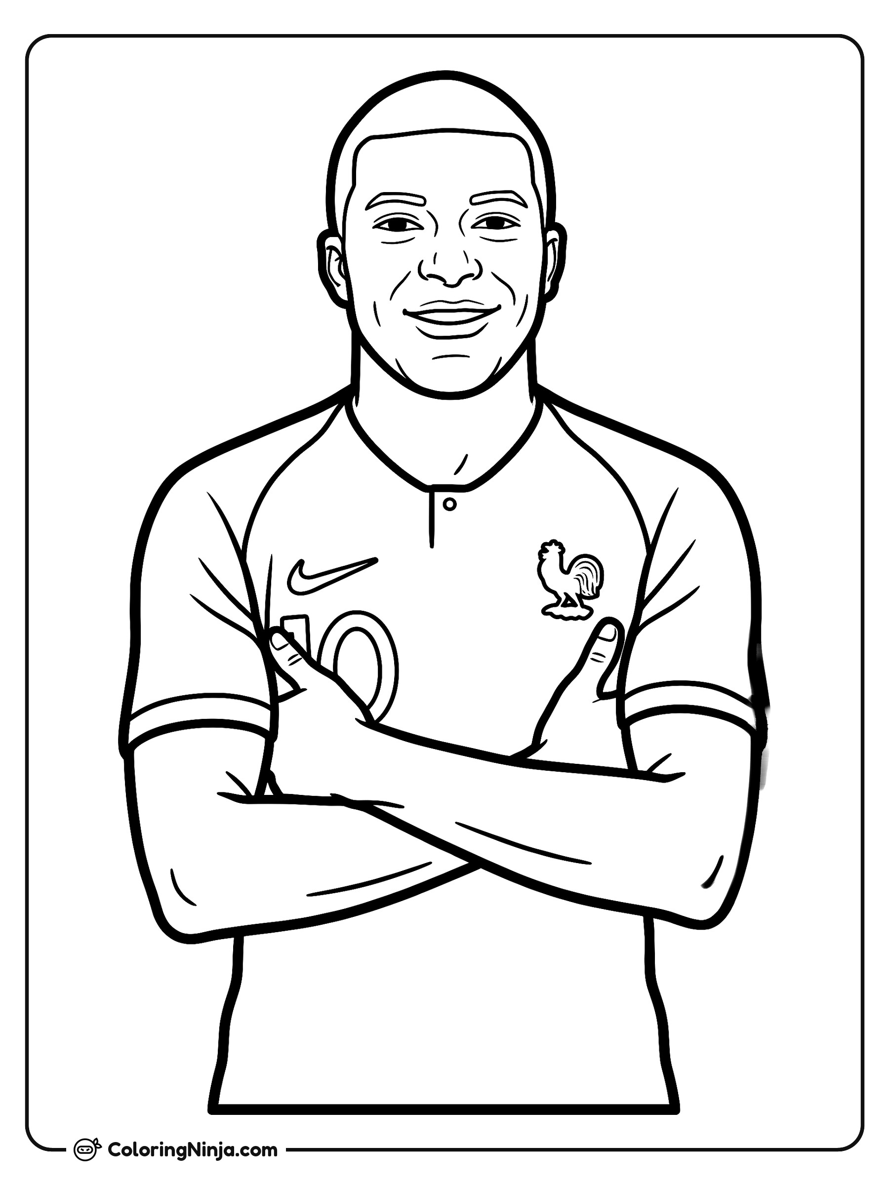 Kylian Mbappe Arms Crossed Celebration Coloring Page