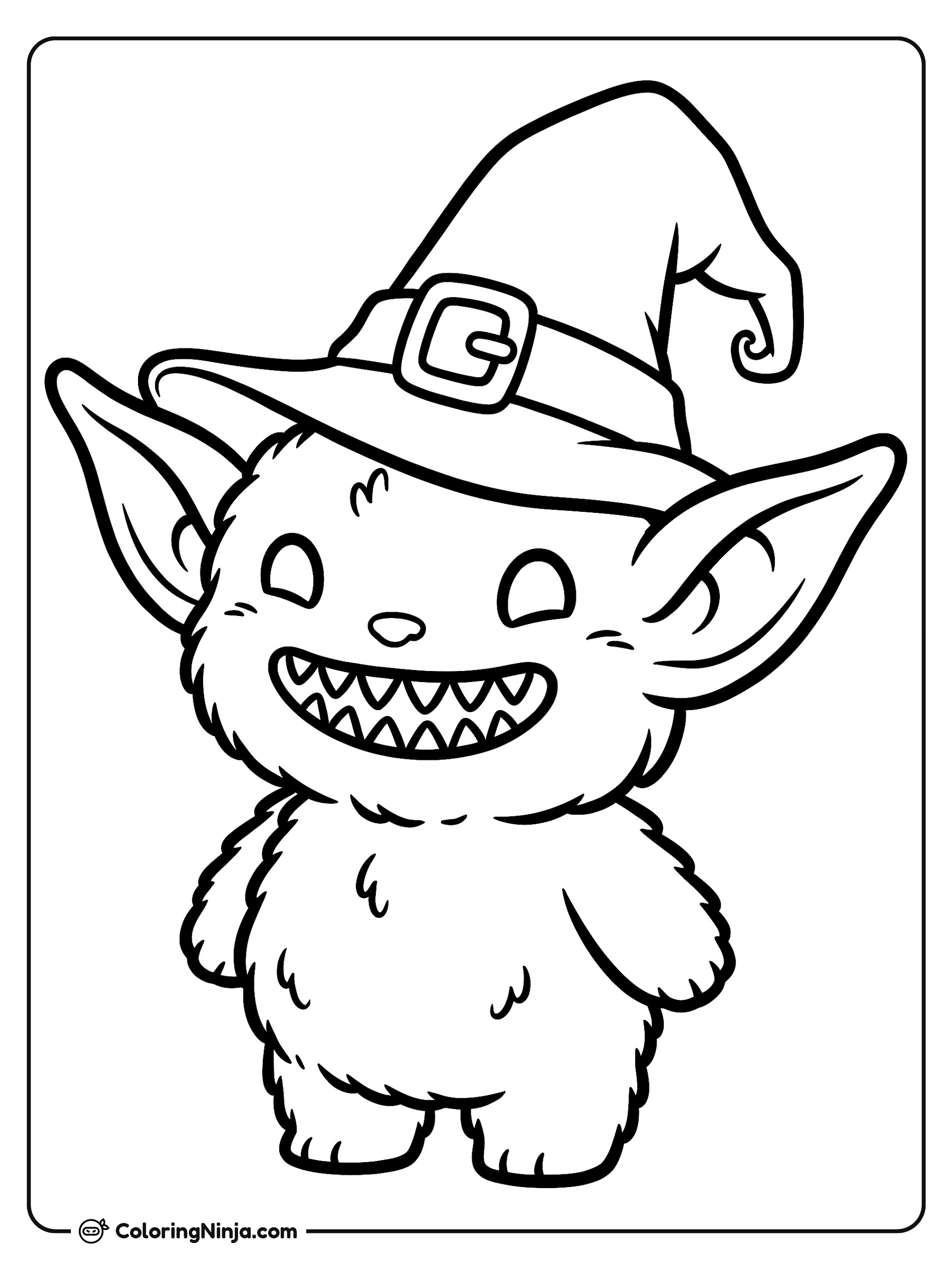 Labubu la Bruja de Halloween: dibujo para colorear