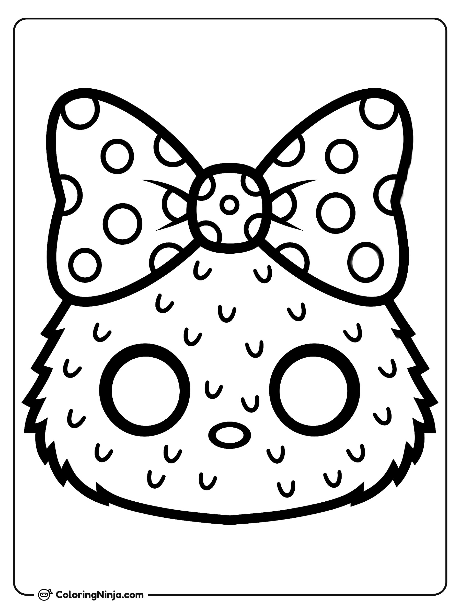 Labubu con un moño en la cabeza: dibujo para colorear