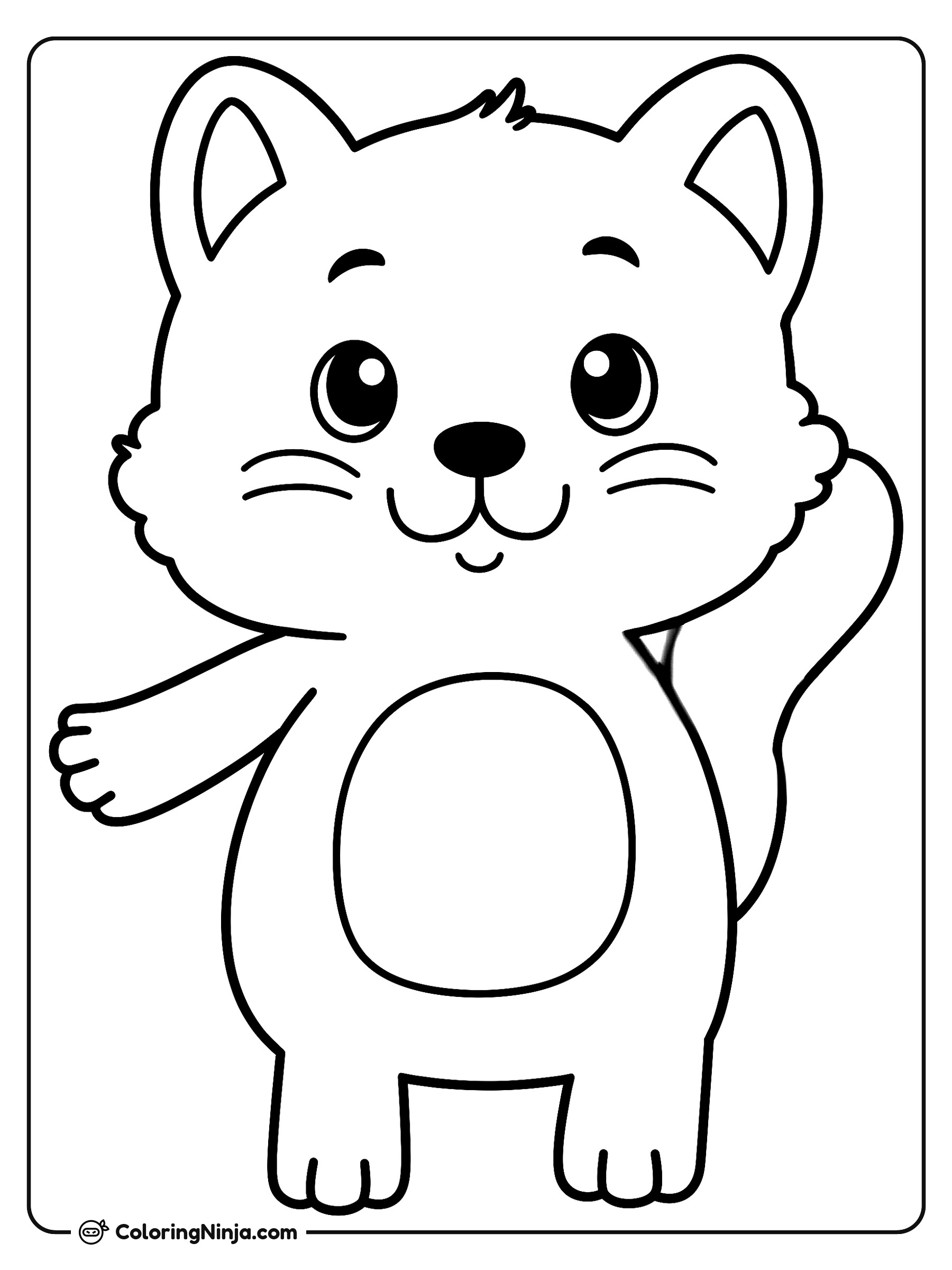Lindo gatito saludando alegremente: dibujo para colorear
