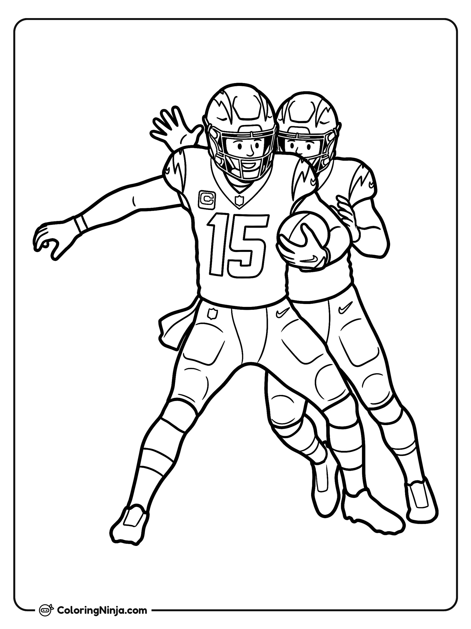 Ladd McConkey corriendo en el campo: dibujo para colorear