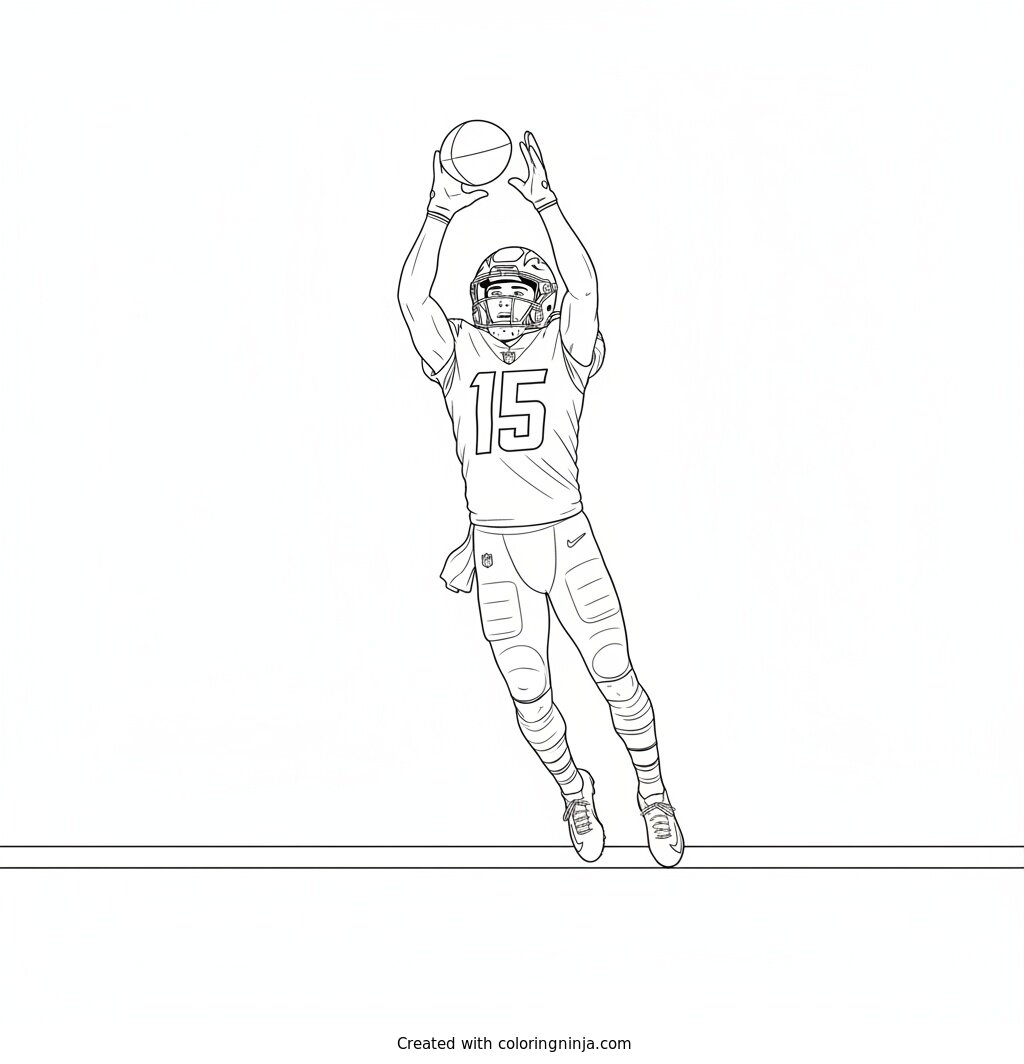 Ladd McConkey High Flying Catch Coloring Page