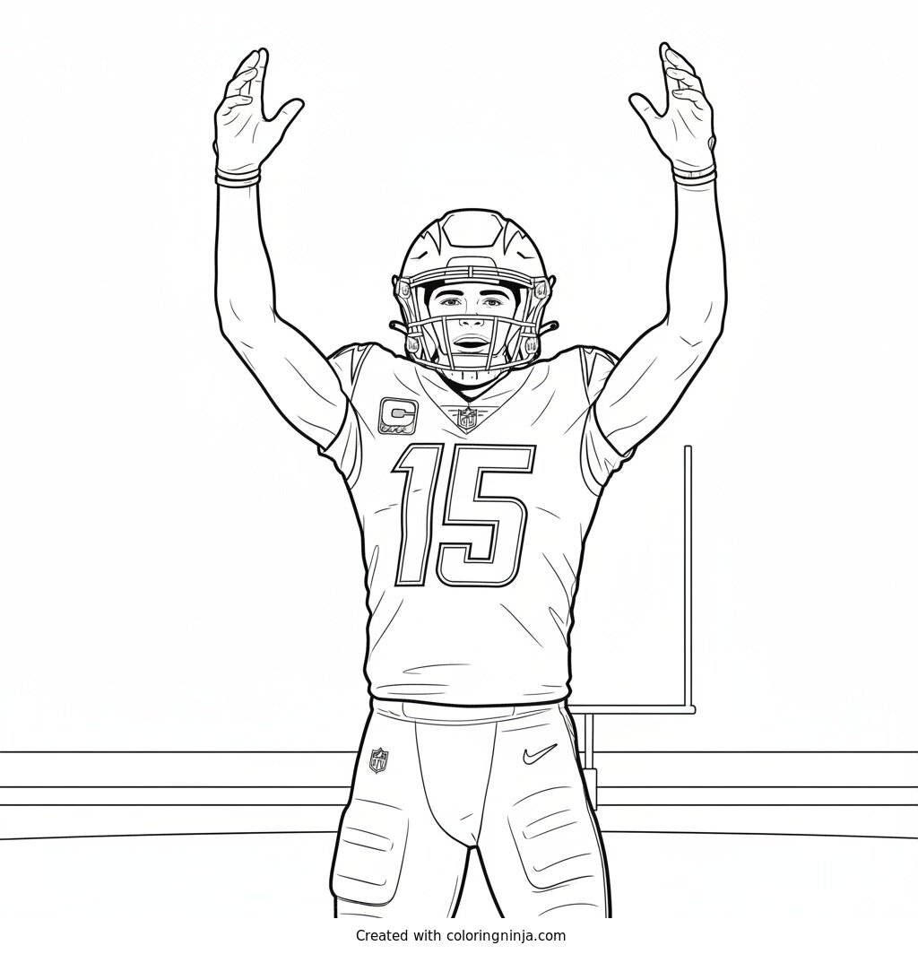 Ladd McConkey Touchdown Celebration Coloring Page