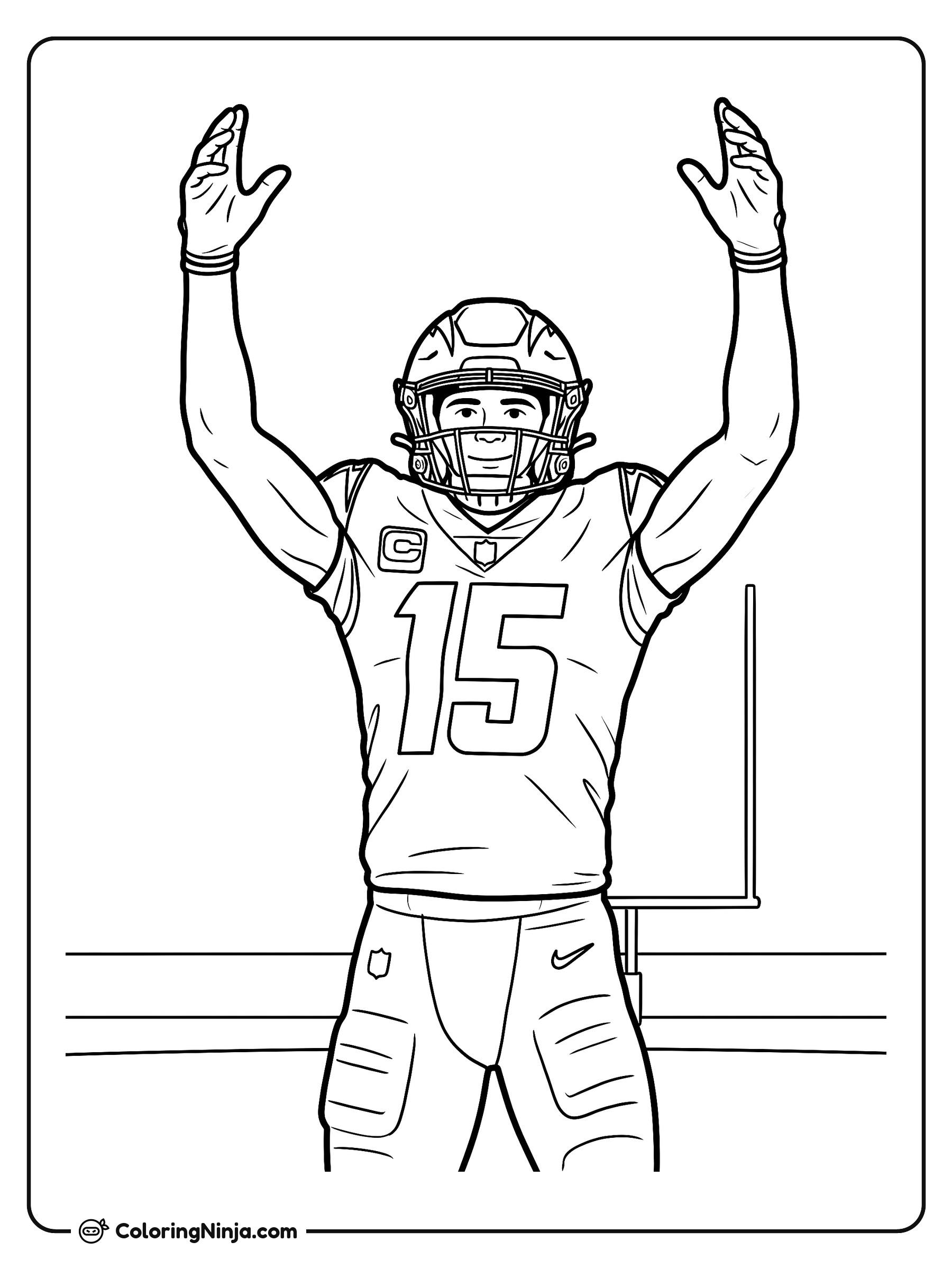Celebración de touchdown de Ladd McConkey: dibujo para colorear